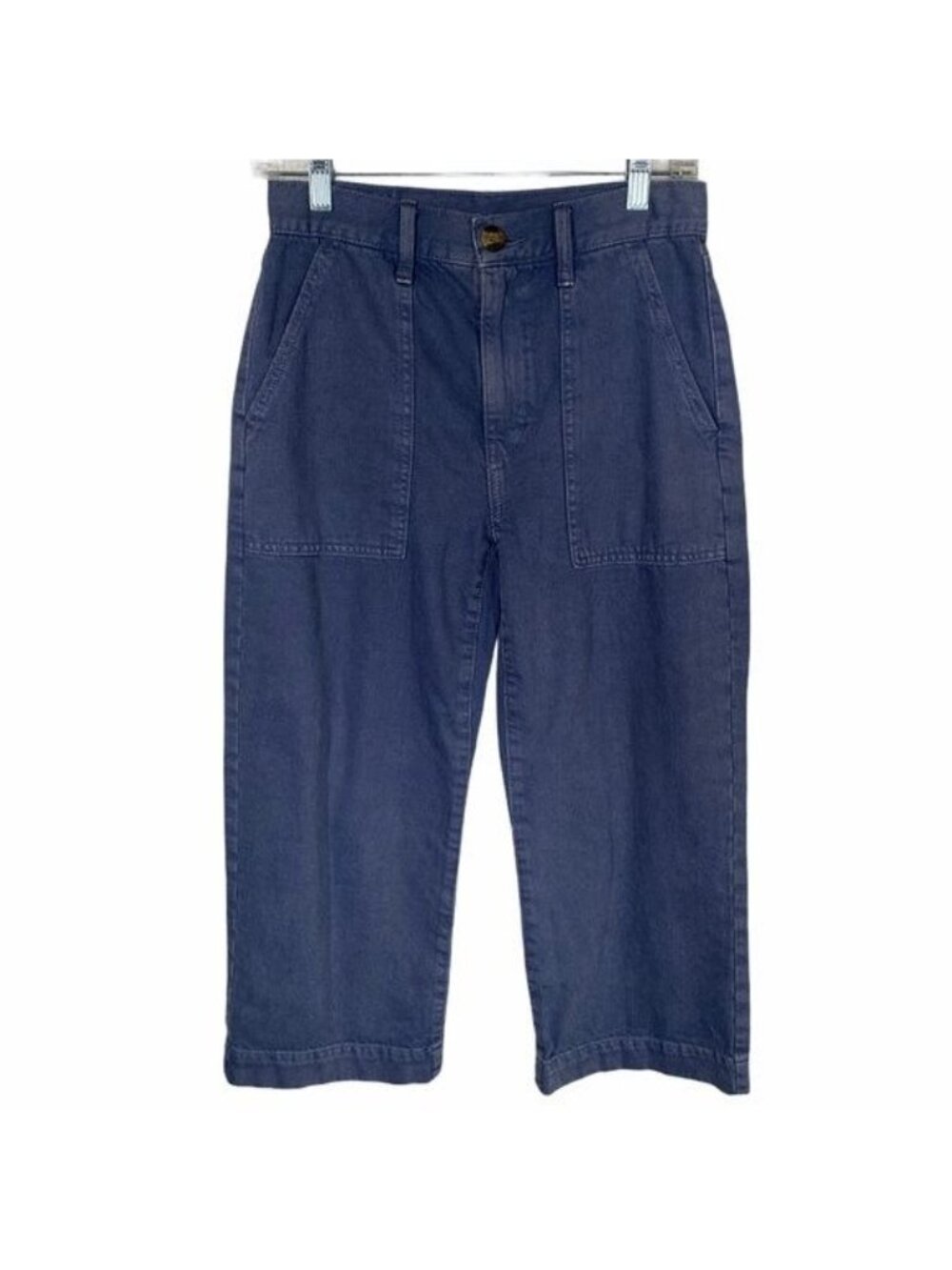 American Eagle Wide Leg Crop Jeans Blue Womens 0 X-Short